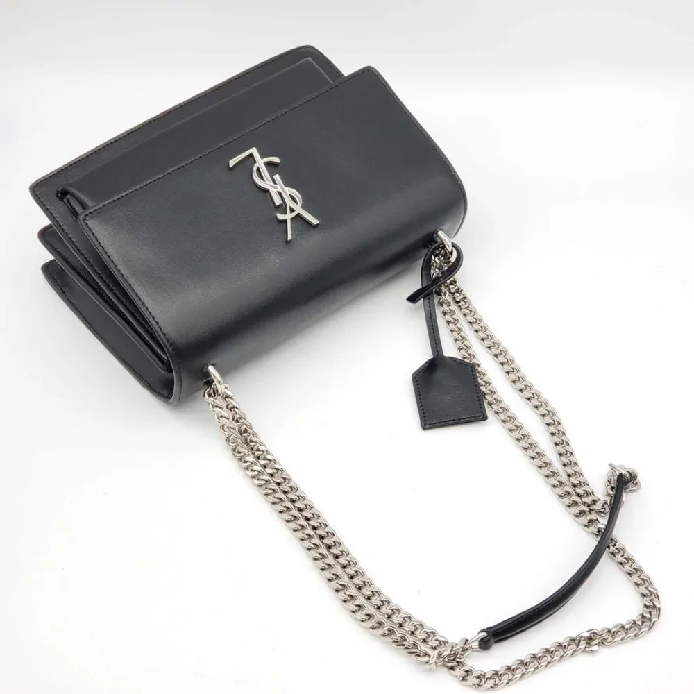 100% Authentic YSL Yves Saint Laurent Sunset Medium Leather Shoulder Bag - Picture 7 of 16